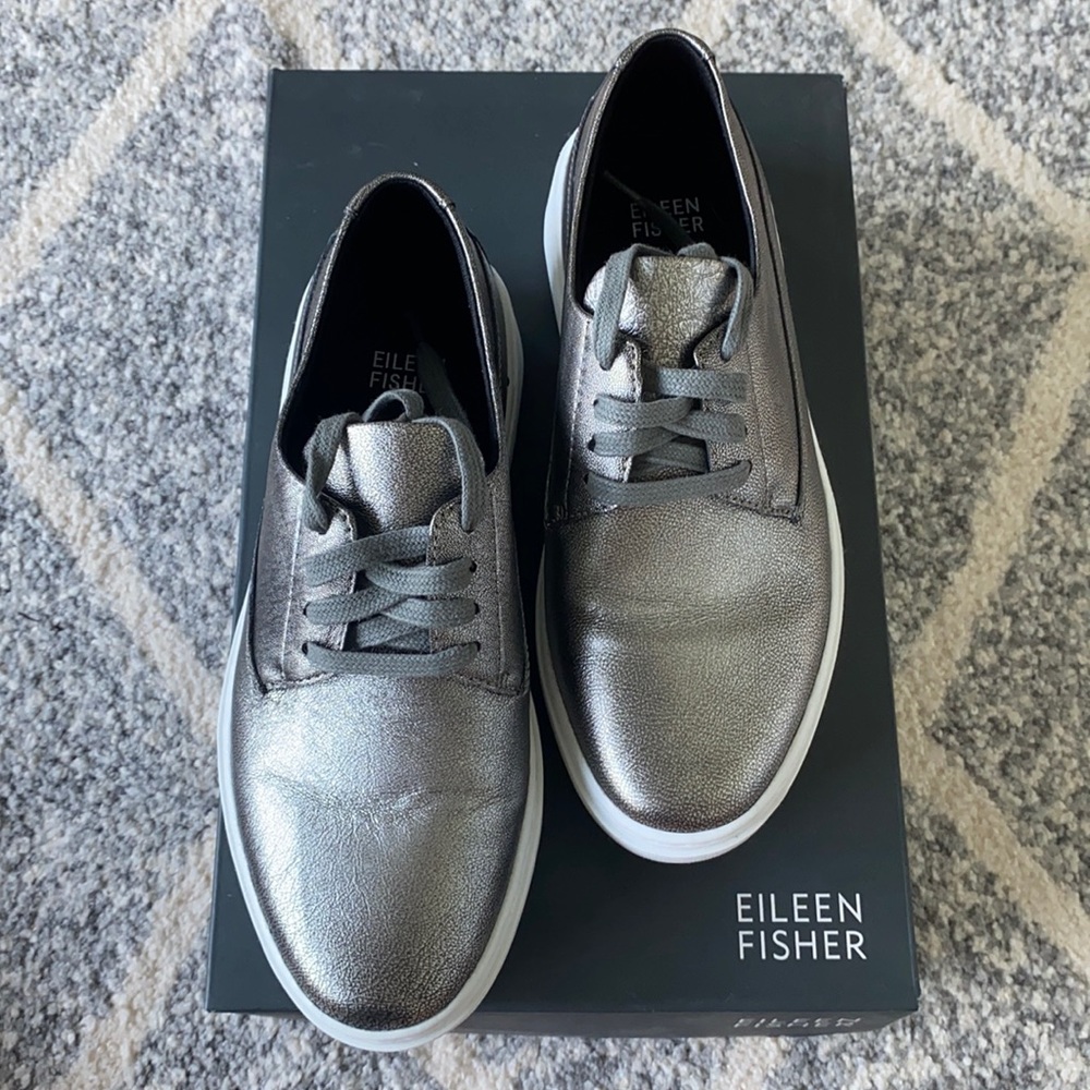 Eileen Fisher Metallic Leather Platform shoes